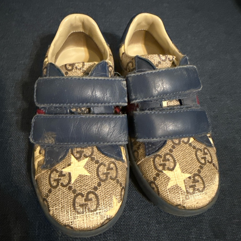 Gucci Kids Blue and Tan Sneakers